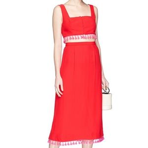 Staud red & pink tassel top & skirt set size XS/S new